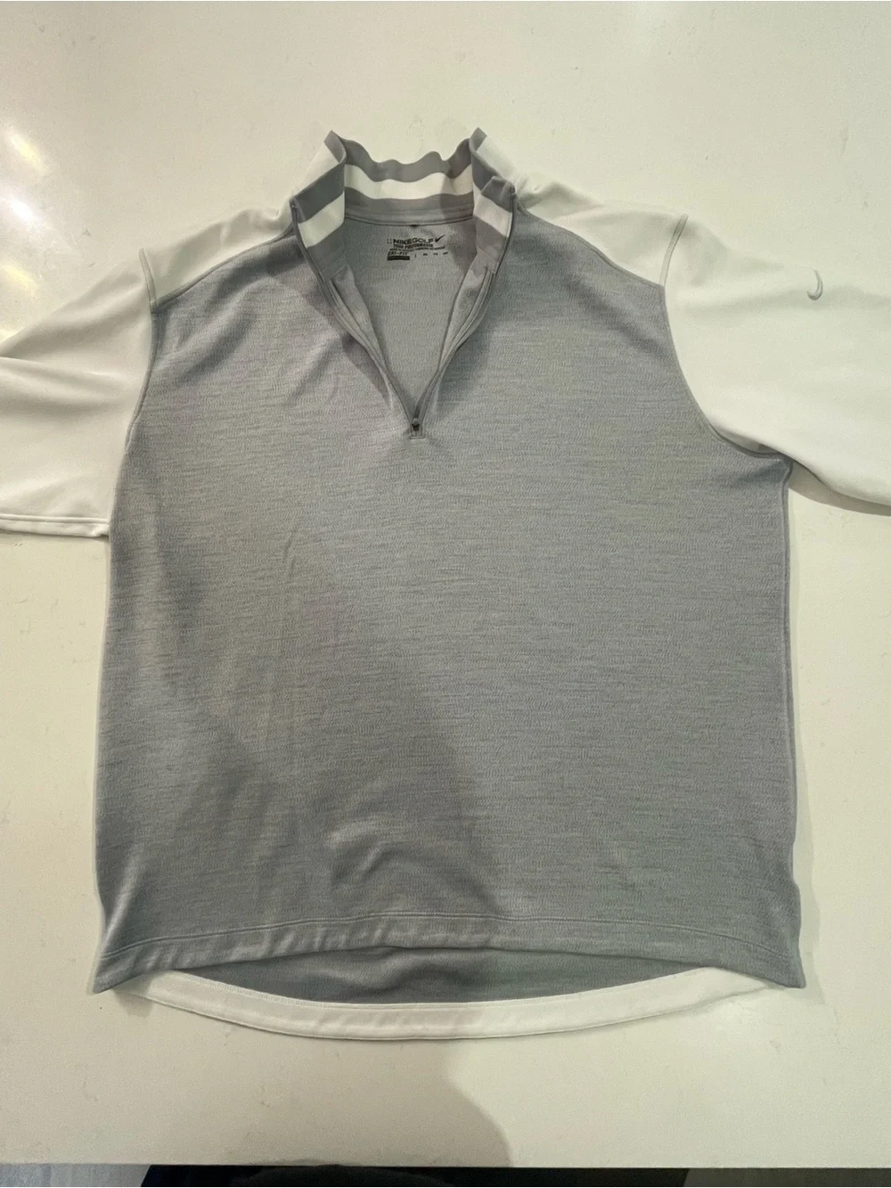Nike Golf Tour Performance Dri-Fit 1/4 Zip Pullover Mens 2XL Gray White